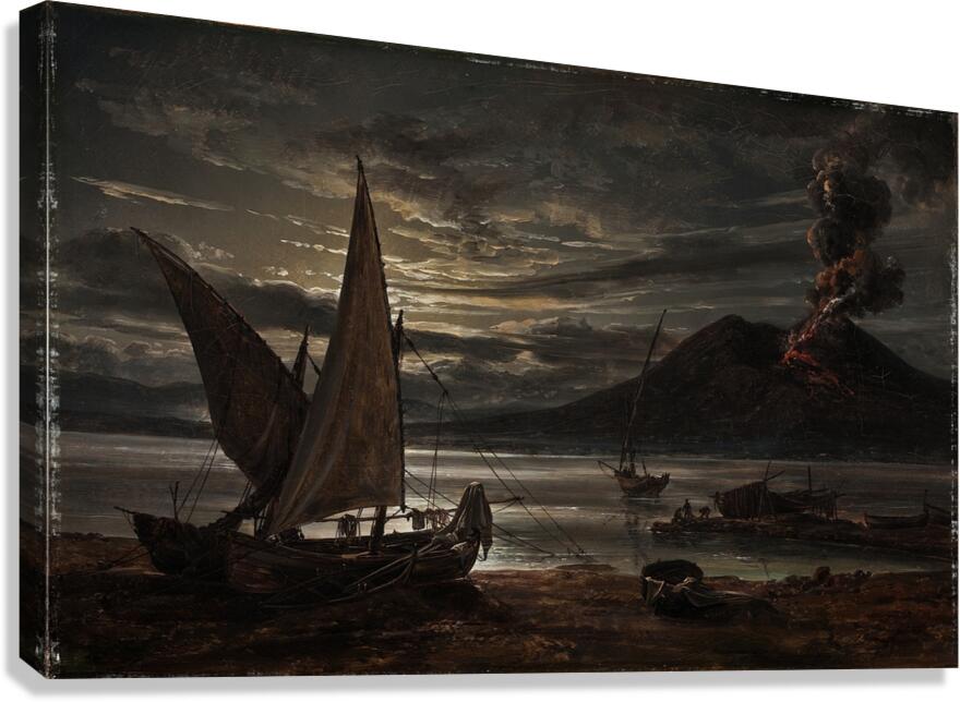 Vesuvius In Eruption. Moonlight [1821] by Johan Christian Dahl [1788–1857] Canvas Print
