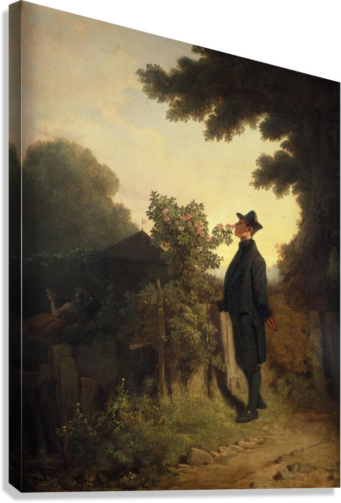 The Rose Lover [ca. 1847–1850] by Carl Spitzweg [1808–1880] Canvas Print