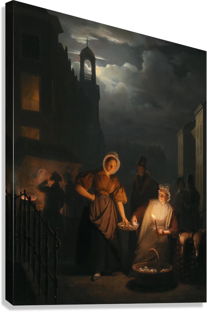 Night market in Rotterdam by Petrus van Schendel [1806–1870] Canvas Print