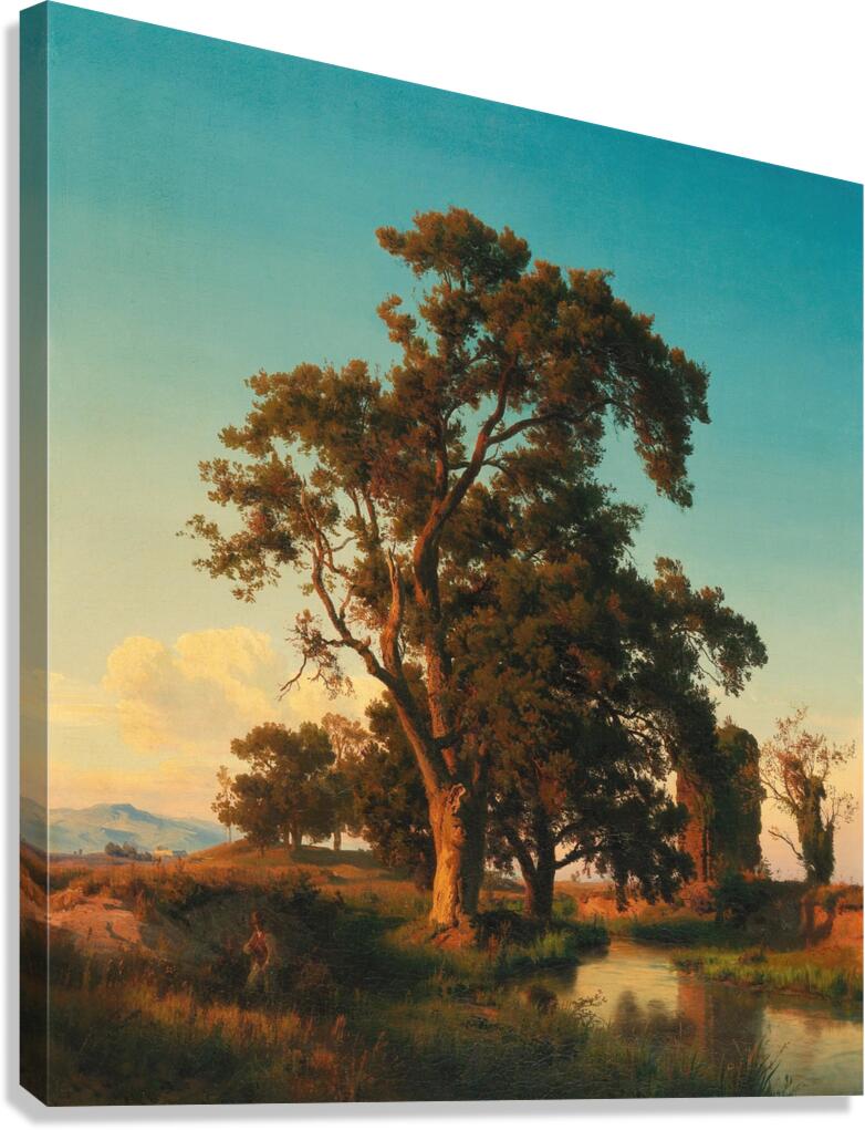 A majestic tree in the evening light by Oswald Achenbach [1827–1905] Canvas Print