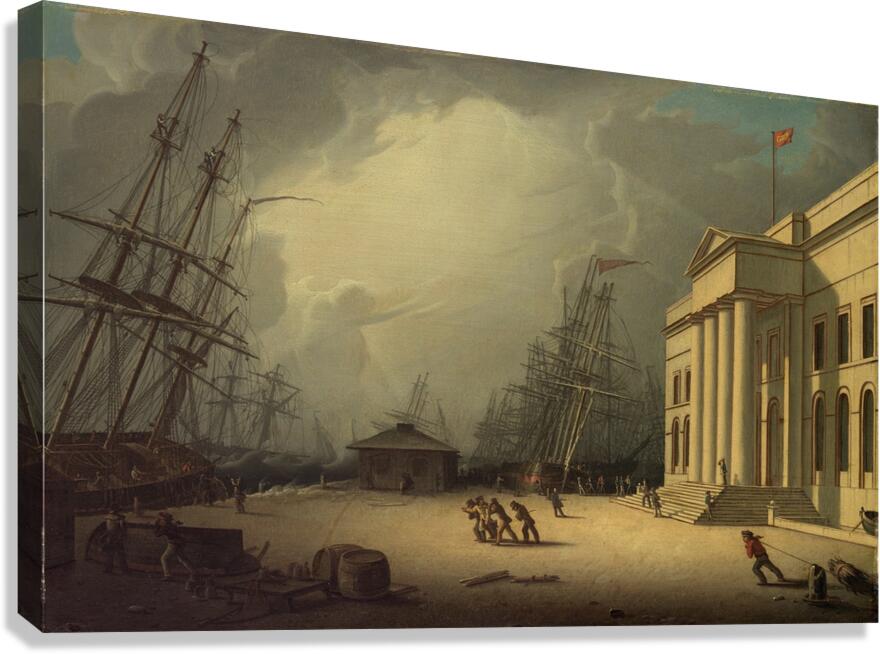 The Custom House at Greenock. Scotland [1828] by Robert Salmon [1775–1845] Canvas Print