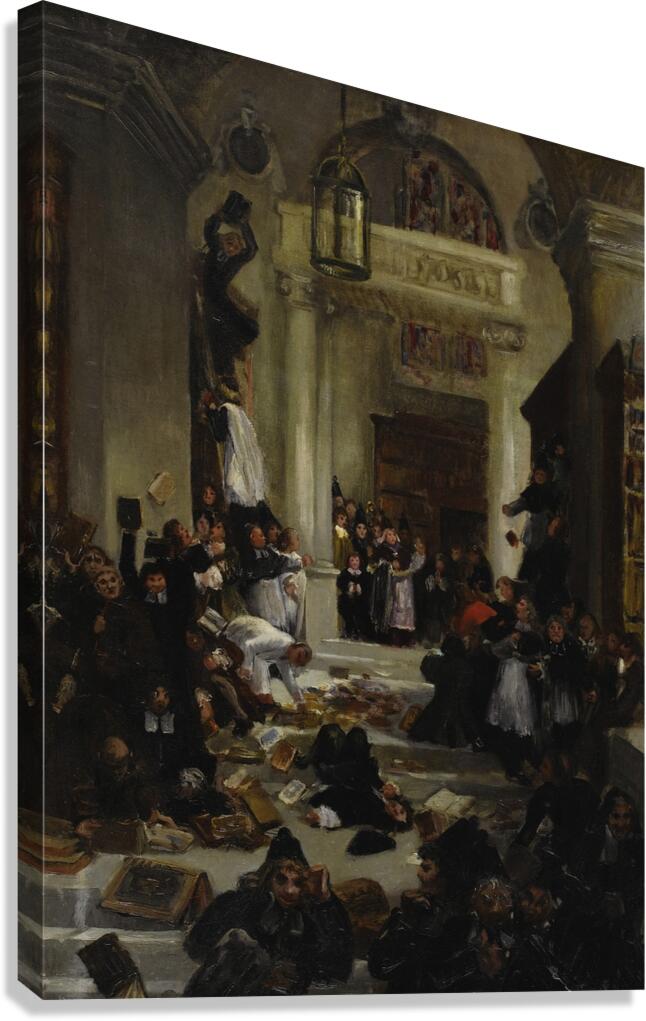 Rebellion In The Monastery by Circle Of Eugenio Lucas Velásquez [1817–1870] Canvas Print