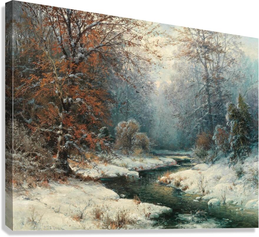 Winterliche Flusslandschaft by Adolf Kaufmann [1848–1916] Canvas Print