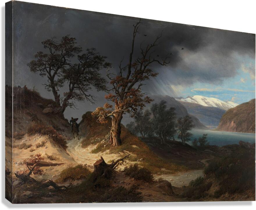 Stormy Landscape with a Rider [1835] by Thomas Fearnley [1802–1842] Canvas Print