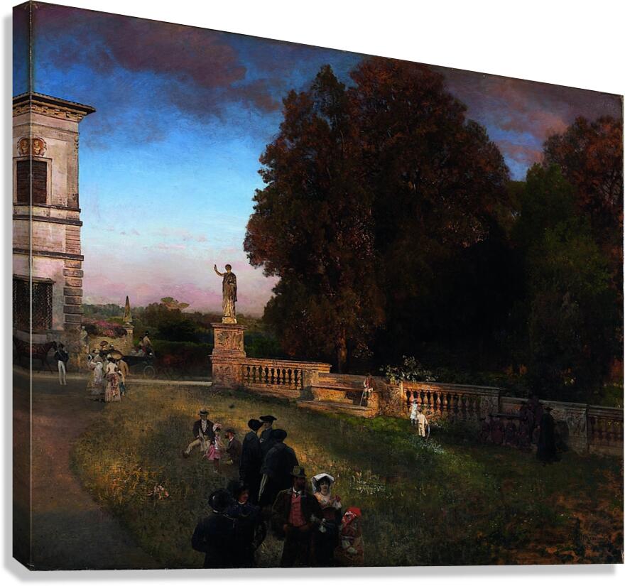 In the Park of the Villa Borghese [1886] by Oswald Achenbach [1827–1905] Canvas Print