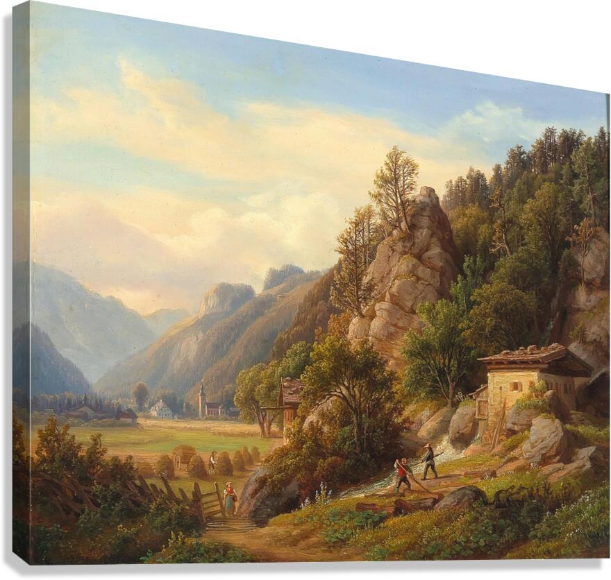 Partie Bey Frohnwies Am Wege Von Lofer Nach Salfelden Im Pinzgau by Anton Schiffer [1811–1876] Canvas Print