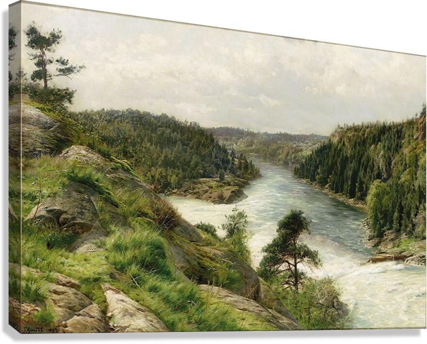 Troldhattens Fald Set Fra Hotel Udsigten [1897] by Peder Mørk Mønsted [Danish . 1859–1941] Canvas Print