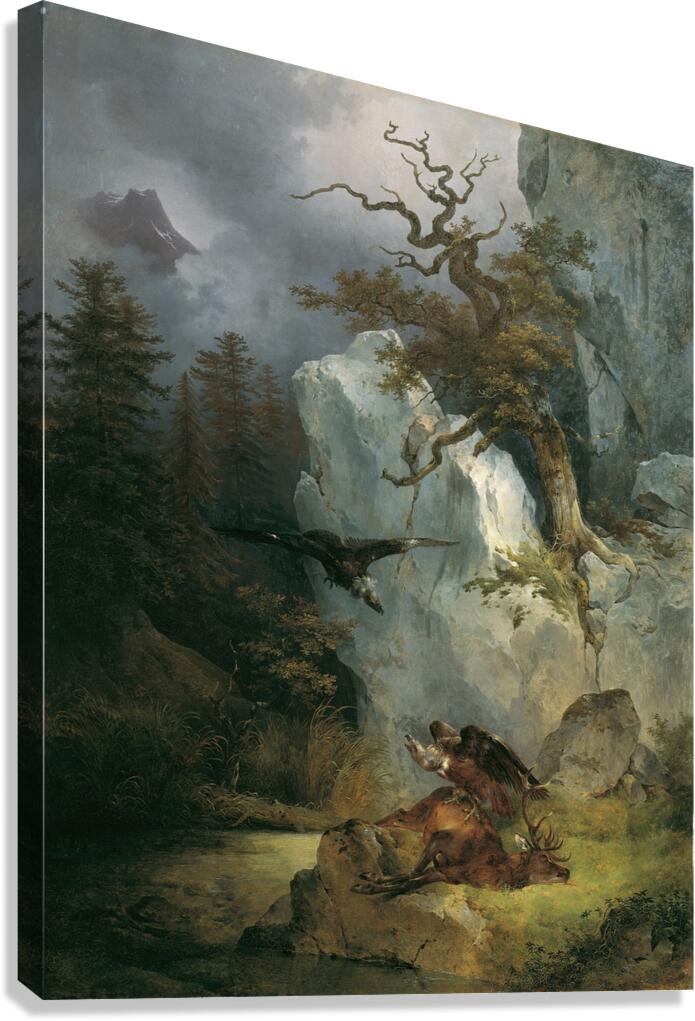 Ein Geier auf verendetem Hirsch [1832] by Friedrich August Matthias Gauermann [1807–1862] Canvas Print