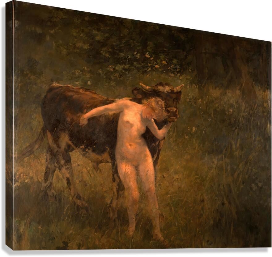 Woman and bull [1885] by Alfred Philippe Roll [1846–1919] Canvas Print