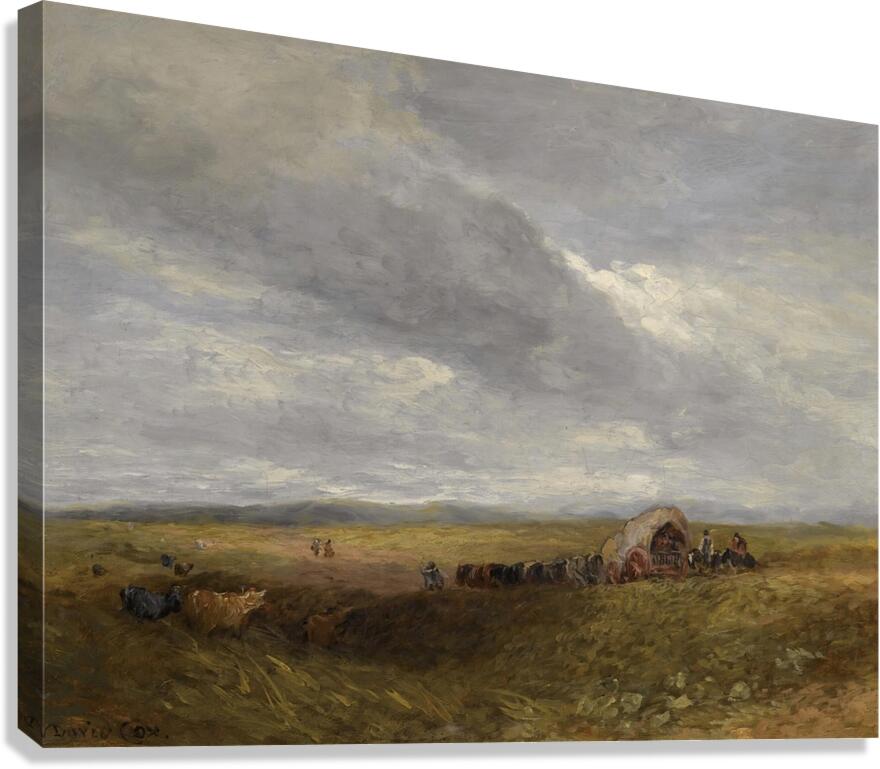 Travellers in a landscape by David Cox [1783–1859] Canvas Print