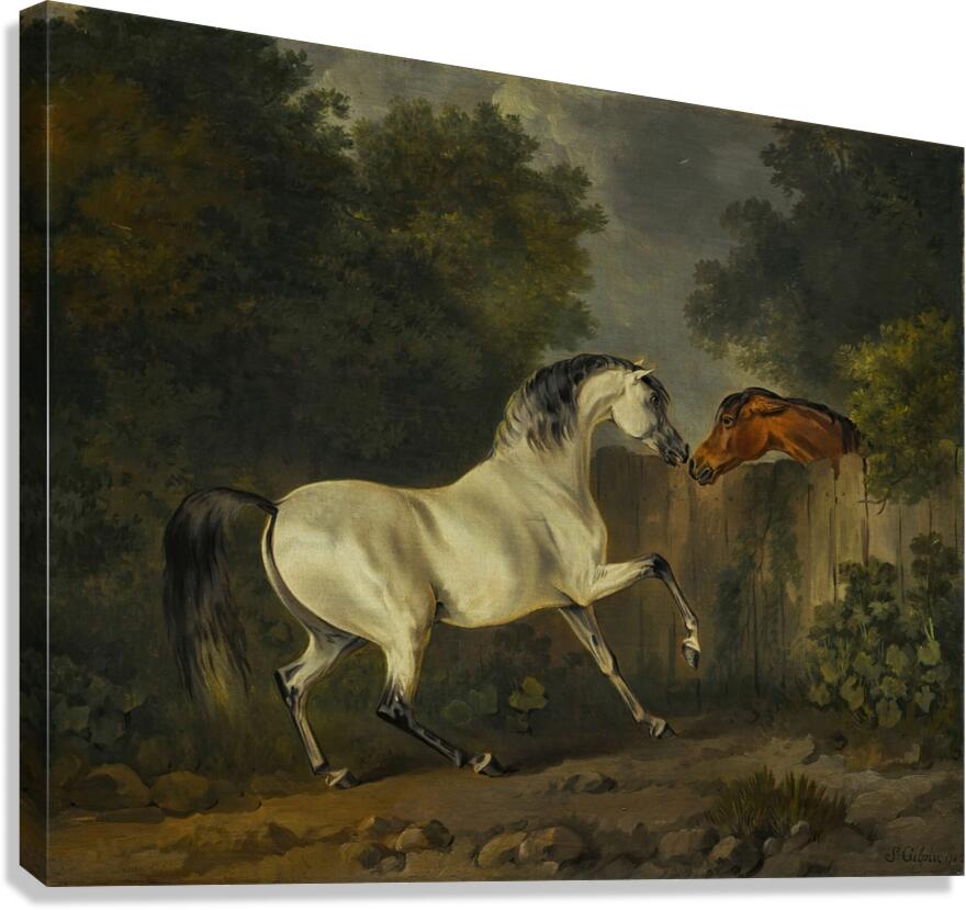 Two Horses By A Fence [1782] by Sawrey Gilpin [1733–1807] Canvas Print