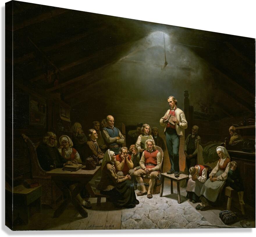Low Church Devotion by Adolph Tidemand [1814–1876] Canvas Print
