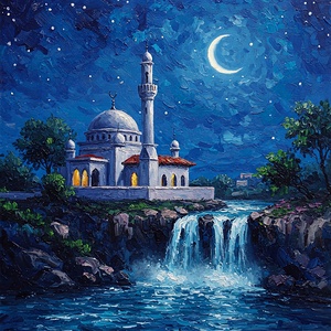 Moslem Mosque Crescent Stars Islamic Painting 22