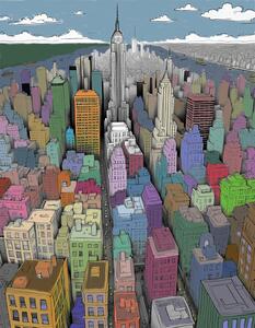 New York Cityscape Doodle in Colors