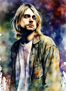 Kurt Cobain Splash Art Watercolor