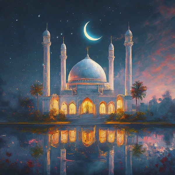 Moslem Mosque Crescent Stars Islamic Painting 7 Print