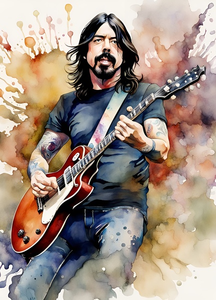 Dave Grohl Learn to Fly Splash Art Watercolor by Mankdhani
