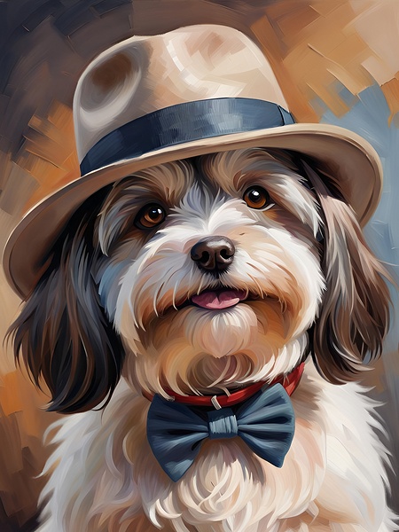 Cute Havanese Dog Wearing Fedora Hat by Mankdhani
