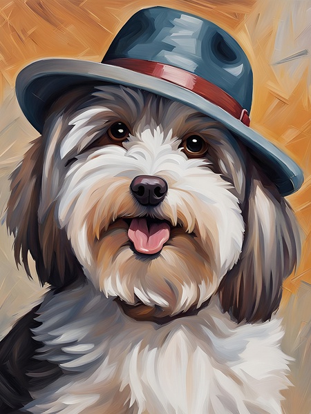 Cute Havanese Dog Wearing Fedora Hat by Mankdhani