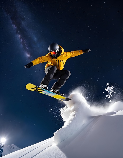 Adrenaline Under the Stars - Extreme Snowboarding Action by Mankdhani