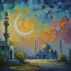 Moslem Mosque Crescent Stars Islamic Painting 13