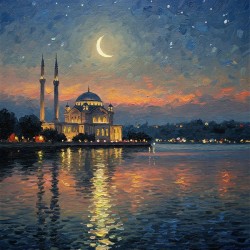 Moslem Mosque Crescent Stars Islamic Painting 16