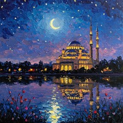 Moslem Mosque Crescent Stars Islamic Painting 18
