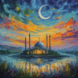 Moslem Mosque Crescent Stars Islamic Painting 5