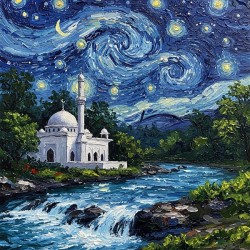 Moslem Mosque Crescent Stars Islamic Painting 20