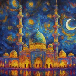Moslem Mosque Crescent Stars Islamic Painting 10