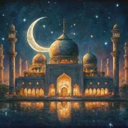 Moslem Mosque Crescent Stars Islamic Painting 11