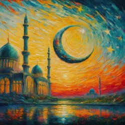 Moslem Mosque Crescent Stars Islamic Painting 8