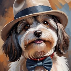 Cute Havanese Dog Wearing Fedora Hat