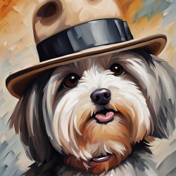 Cute Havanese Dog Wearing Fedora Hat
