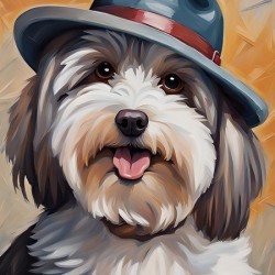 Cute Havanese Dog Wearing Fedora Hat