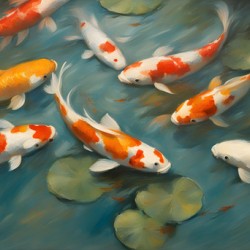 Koi Fish in A Clear Water Pond