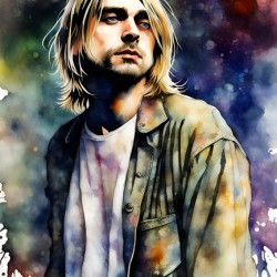 Kurt Cobain Splash Art Watercolor