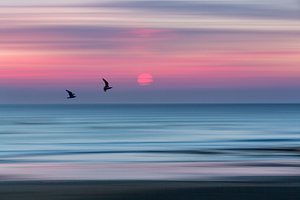 Impressionistic Sunset at Widemouth Bay Bude Cornwall.