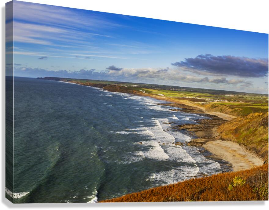 Widemouth Bay  Panorama Cornwall Canvas Print