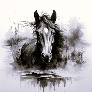The black horse of the marsh 