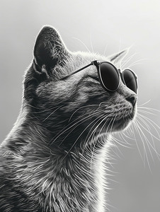 The profile of the bespectacled cat