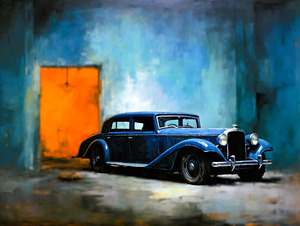 Timeless Elegance Vintage Car by a Doorway of Lig