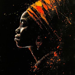 African Silhouette Vibrant Profile Splashed with