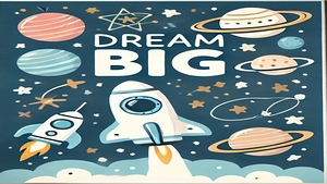 Playful Space-Themed Childrens Room Poster