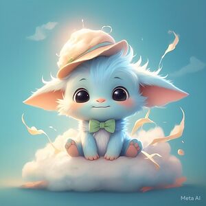 Whimsical Fluffy Bunny on a Cloud
