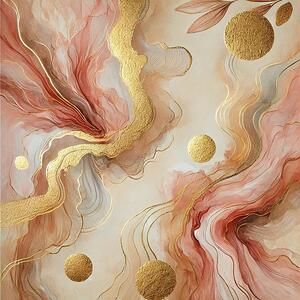 An elegant abstract painting featuring warm tones