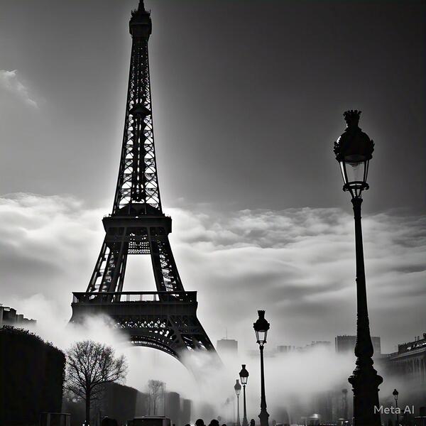 Eiffel Tower in the Mist – Classic Parisian Elegance Print