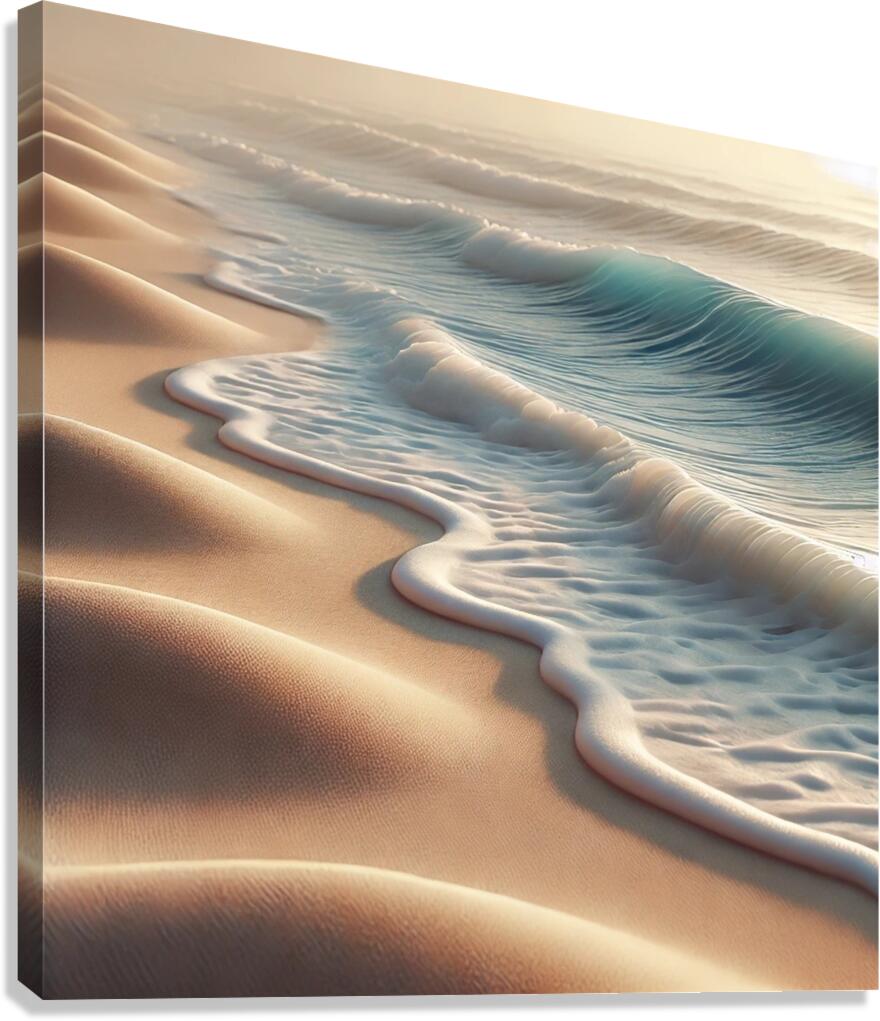 A serene beach scene featuring gentle ocean waves Canvas Print