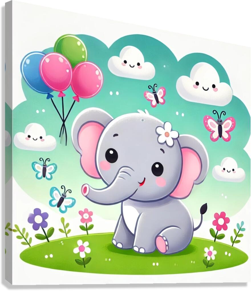 A cute cartoon elephant Canvas Print