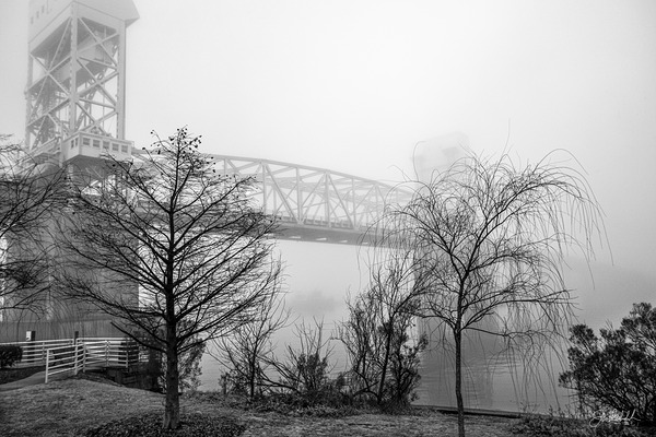 Bridge and Fog  2 Wimington NC by John Mehalik